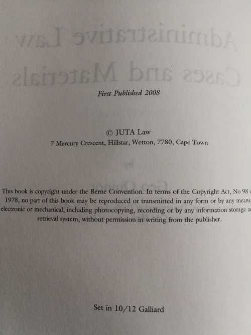 ADMINISTRATIVE LAW CASES & MATERIALS GEO QUINOT 2008