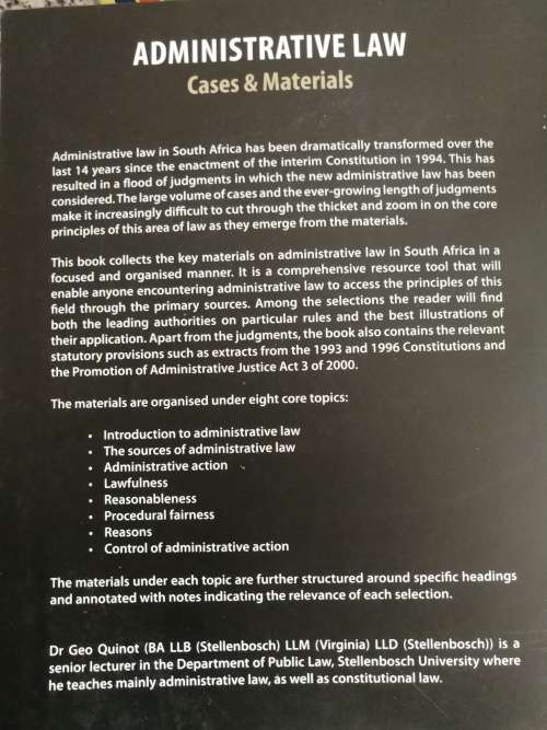 ADMINISTRATIVE LAW CASES & MATERIALS GEO QUINOT 2008