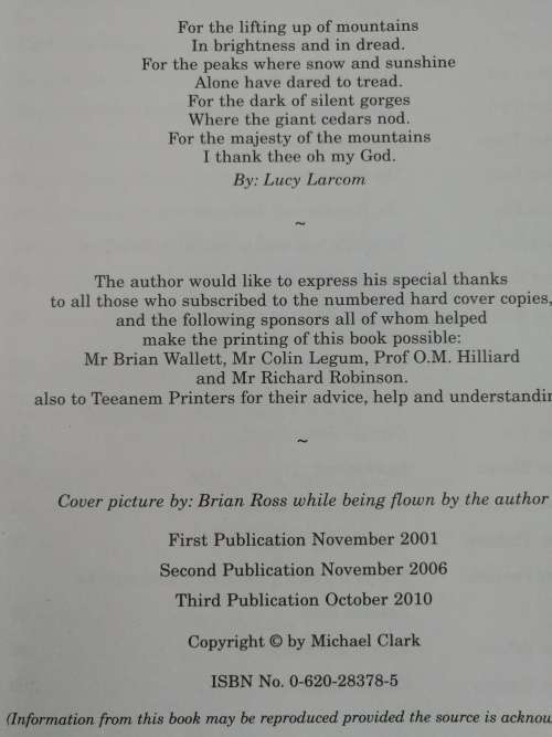 THE SAGE OF THE SANI PASS and MOKHOTLONG by MICHAEL CLARK ( Drakensberg - like new  )