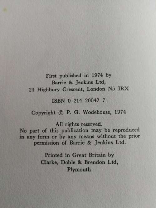 P G WODEHOUSE AUNTS AREN`T GENTLEMEN A JEEVES & BERTIE STORY (First Ed. 1974 ) arent  aren`t