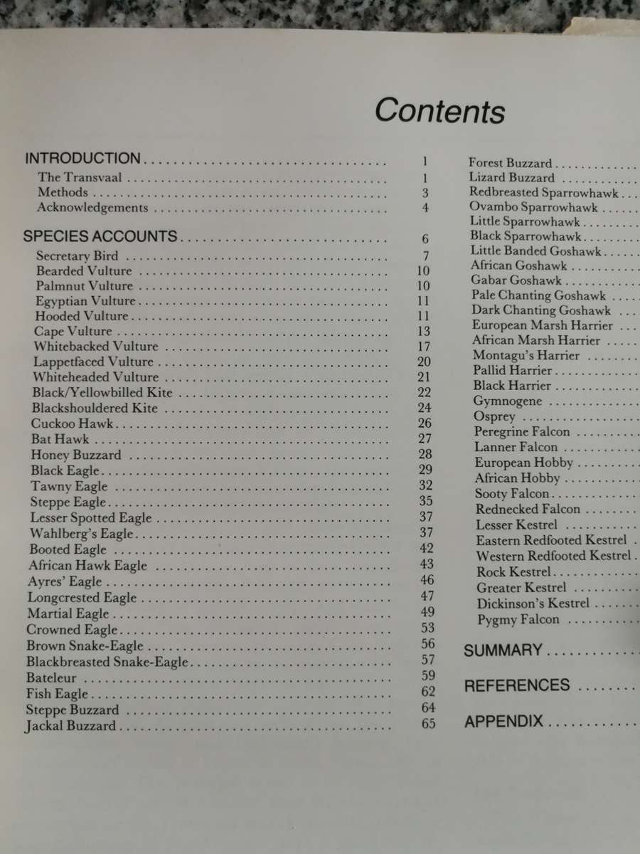 THE STATUS & CONSERVATION OF BIRDS OF PREY IN THE TRANSVAAL WARWICK TARBOTON & DAVID ALLAN