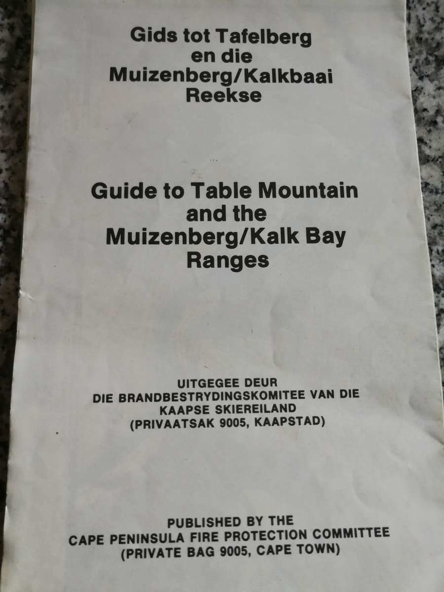 Map GUIDE TABLE MOUNTAIN & MUIZENBERG KALK BAY Range Map Cape Peninsula Fire Protection 1974 Eng Afr
