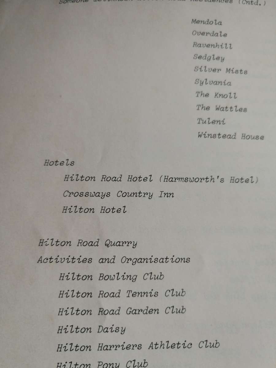 THE STORY OF HILTON ROAD VILLAGE J HOEPFI C LAKE M LAKE near Pietermaritzburg KZN Midlands history )