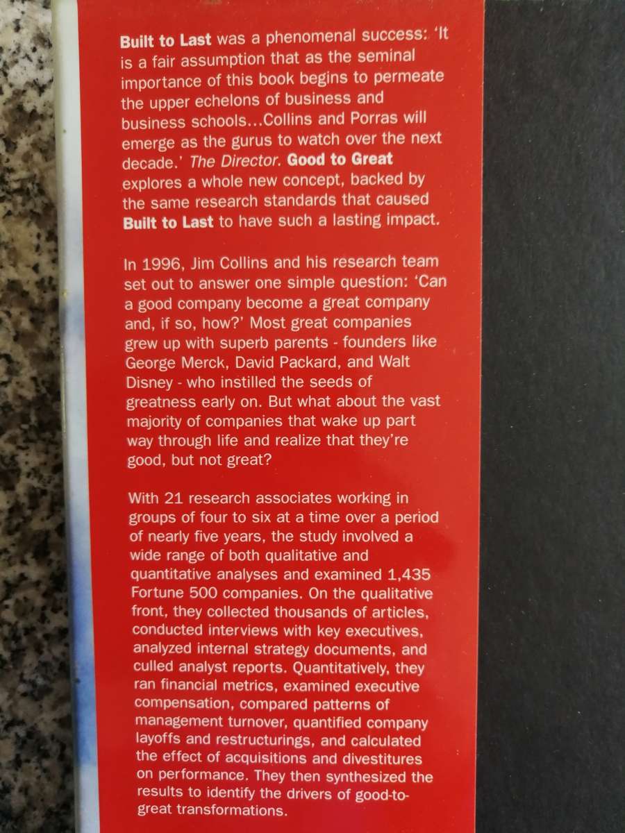 GOOD TO GREAT by JIM COLLINS Why Some Companies make the Leap..and others Don`t  business studies