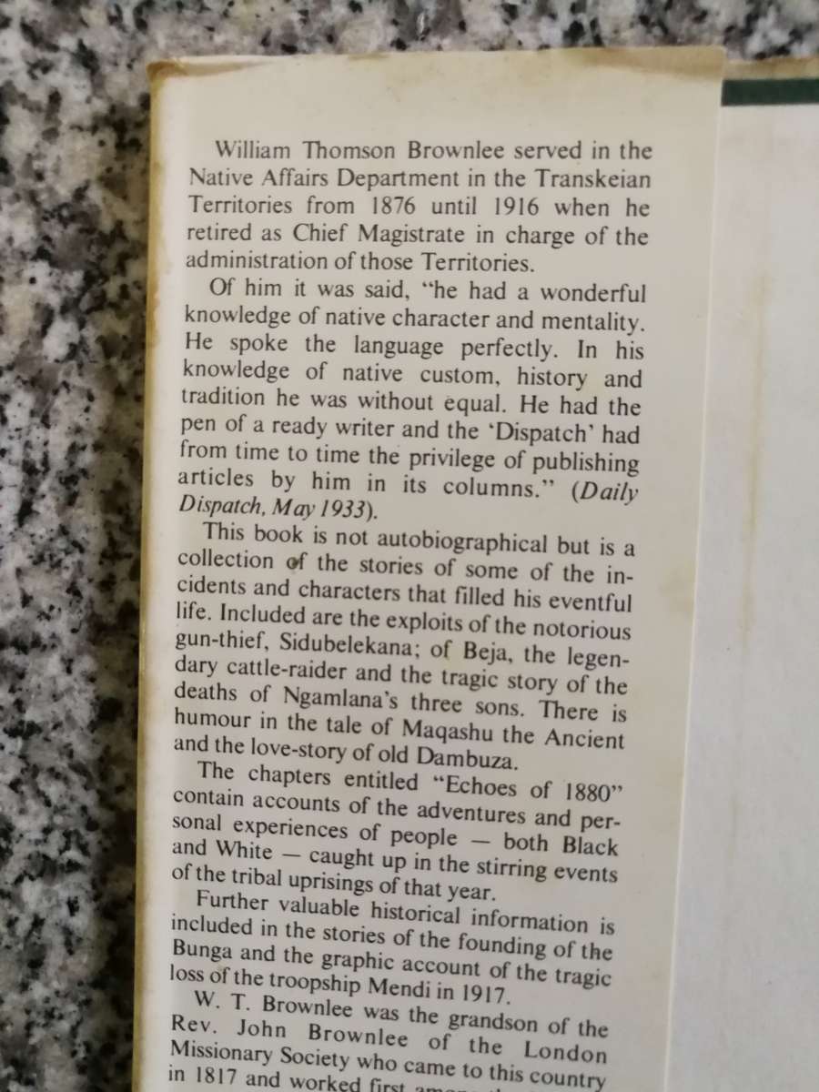 REMINISCENCES OF A TRANSKEIAN W T BROWNLEE