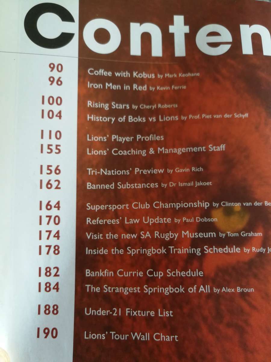 SARFU`s OFFICIAL GUIDE TO THE 1997 LIONS TOUR of SOUTH AFRICA A Press Record of the Tour  ( rugby )