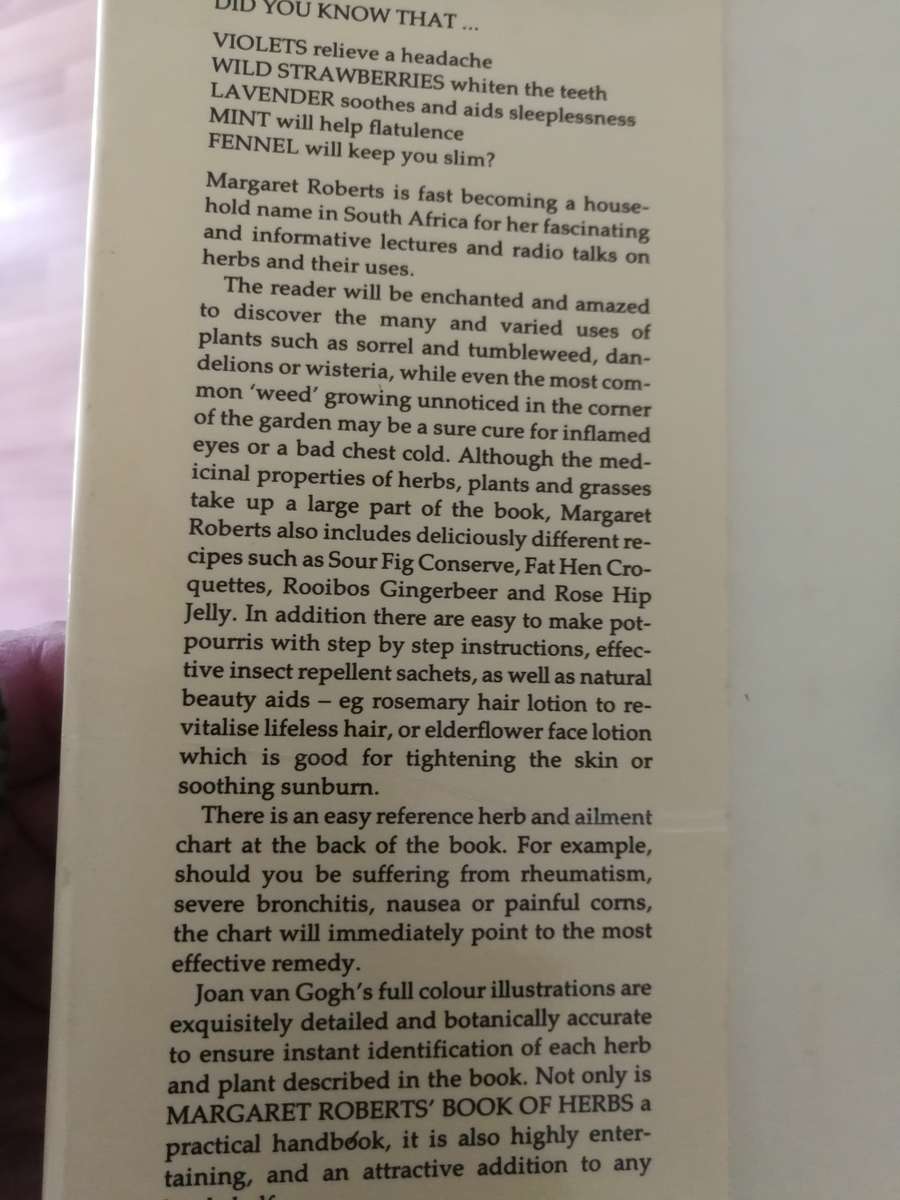 MARGARET ROBERTS BOOK OF HERBS THE MEDICINAL and CULINARY USES OF HERBS in SOUTH AFRICA