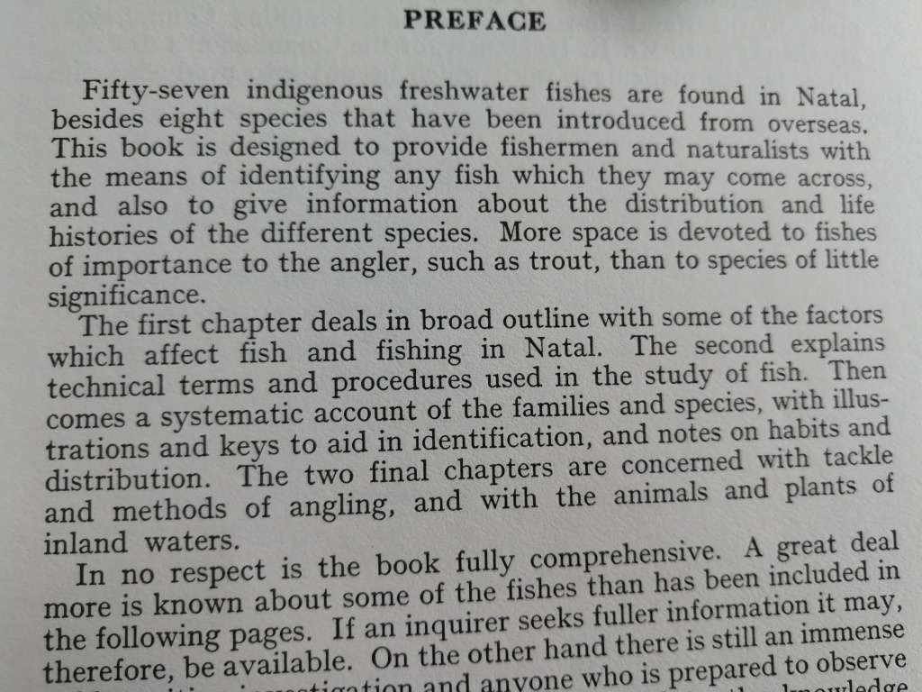 FRESHWATER FISHES OF NATAL R S CRASS 1964 ( fresh water fish )