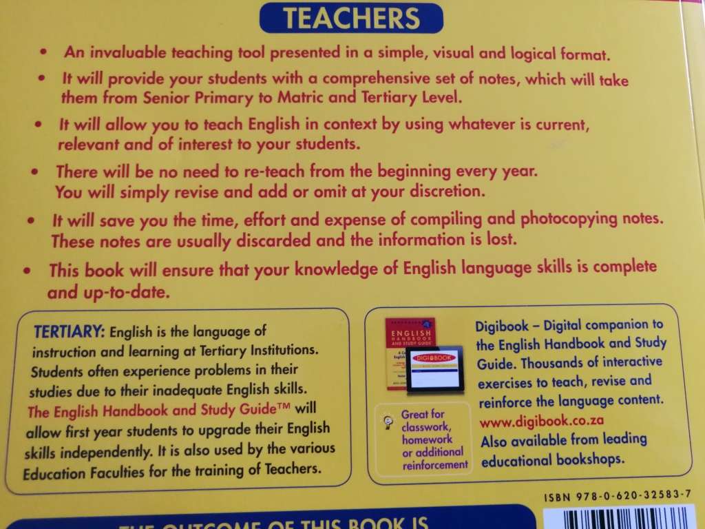 ENGLISH HANDBOOK and STUDY GUIDE A Comprehensive English Reference Book Senior Primary to Matric