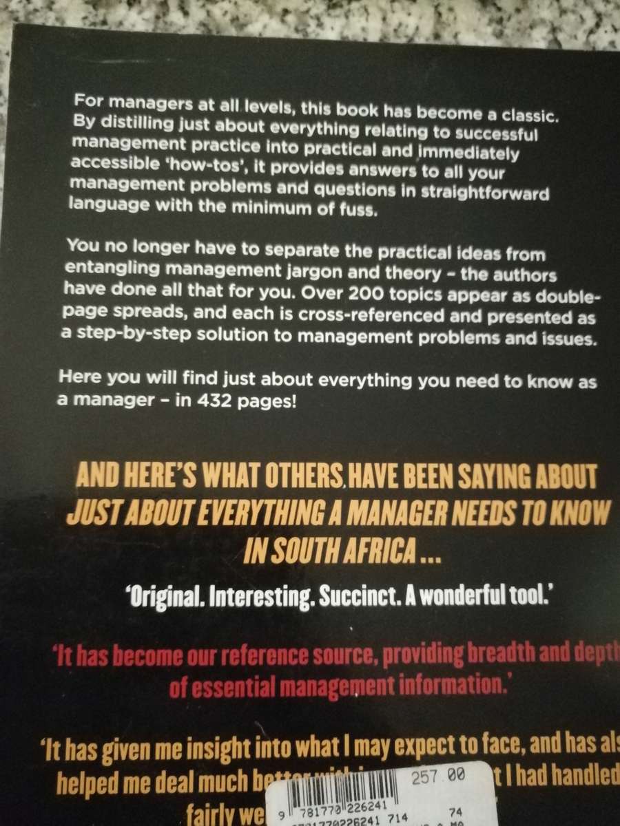 JUST ABOUT EVERYTHING A MANAGER NEEDS TO KNOW IN S AFRICA NEIL FLANAGAN & JARVIS FINGER business