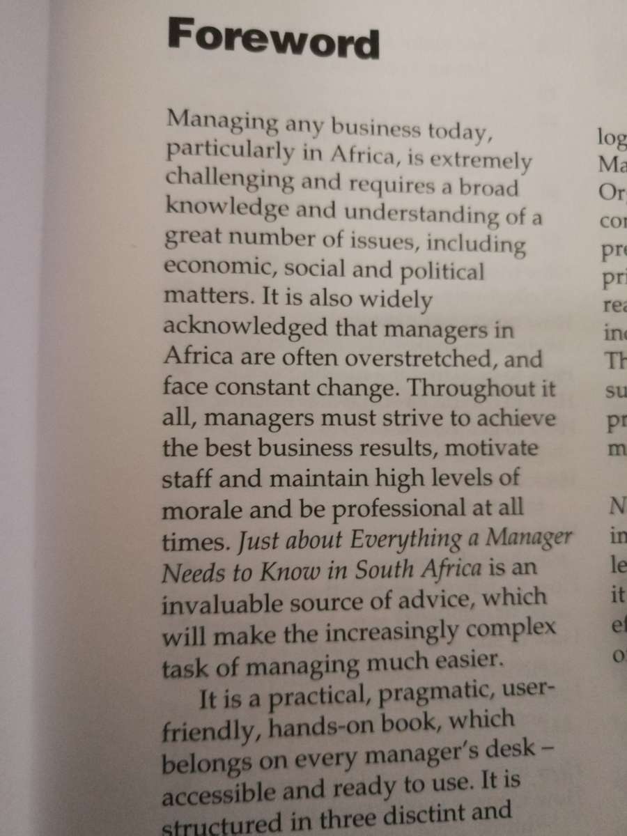 JUST ABOUT EVERYTHING A MANAGER NEEDS TO KNOW IN S AFRICA NEIL FLANAGAN & JARVIS FINGER business