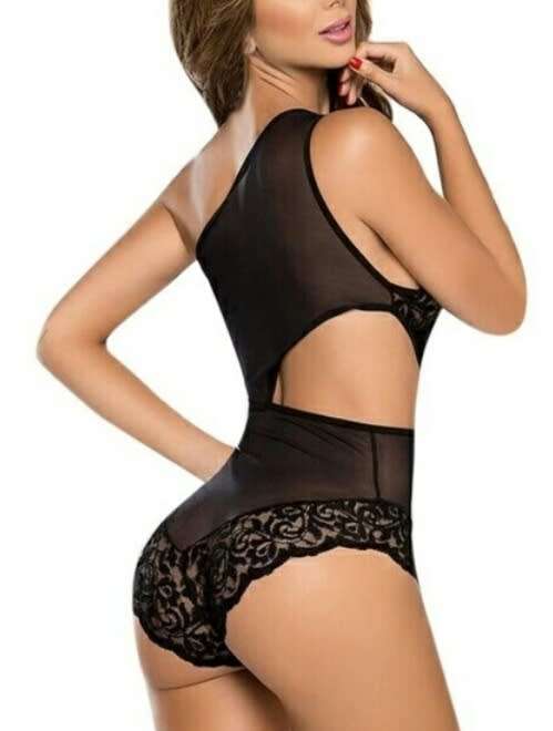 Gorgeous black off the shoulder teddy 34