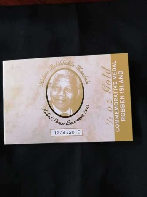 **Nelson Mandela Robben Island 1/2 ounce SOLID GOLD