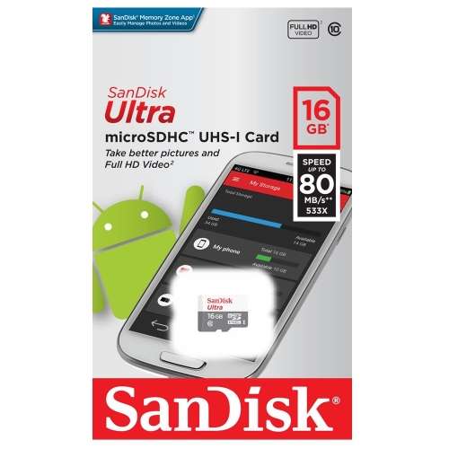 Sandisk 16gb microsdhc memory card