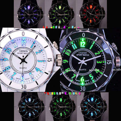 OHSEN 7 Colors In 1 LED Digital Plastic Unisex Quartz sport Watch