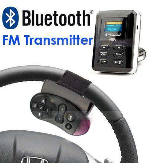 Bluetooth Car Kit FM Transmitter MP3 Player Steering Wheel USB SD MMC Card