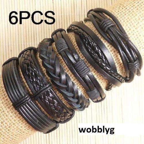 Brand new Surfer ethnic tribal 6pcs genuine 100% leather bracelets