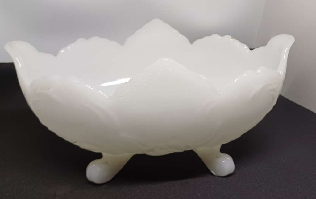 Milk glass bowl on feet