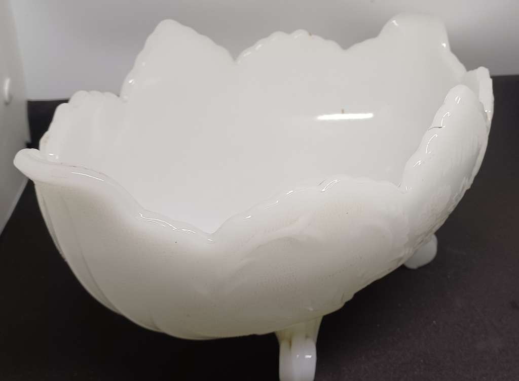 Milk glass bowl on feet