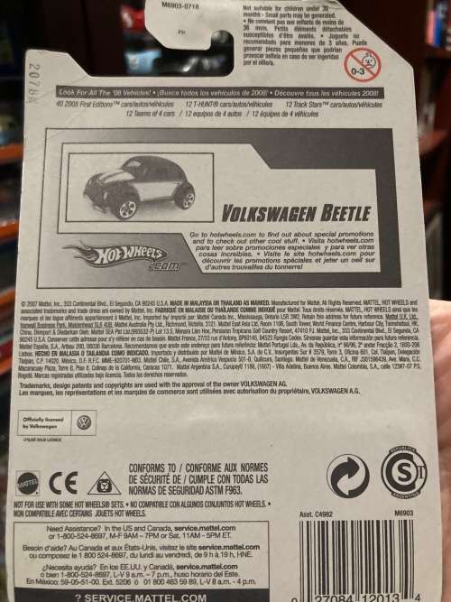 Hot wheels Volkswagen Beetle long card