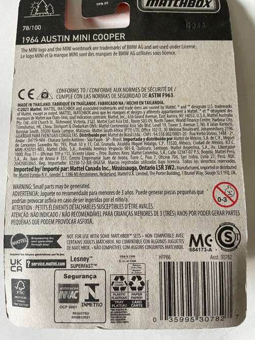 Matchbox long card Volkswagen Golf