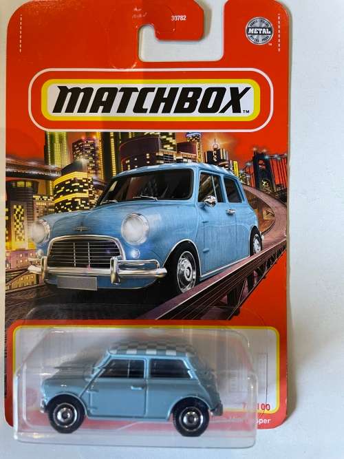 Matchbox long card Mini Cooper blue