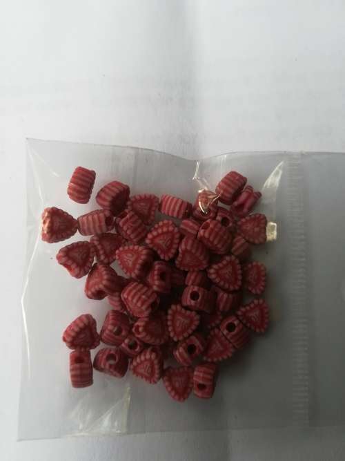 Pink 6mm heart beads 50pc