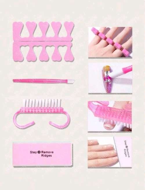 Nail Lamp Set, 45pcs Plastic Multicolor Nail Kit For Nail Salon,UV LED Light for Gel Nails