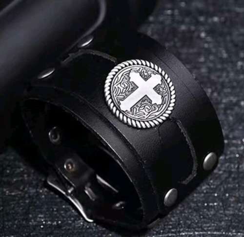 Medieval Cross Leather Wrist Cuff
