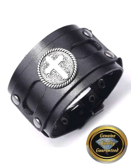 Medieval Cross Leather Wrist Cuff