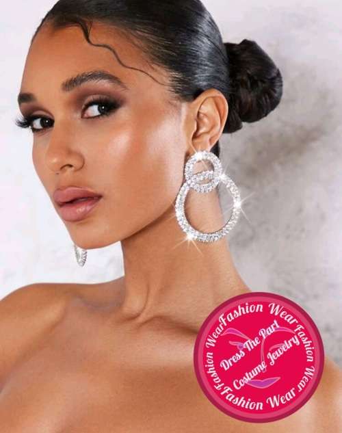 Bedazzled Rhinestone Hoop Fashion Earrings (1 Pair)