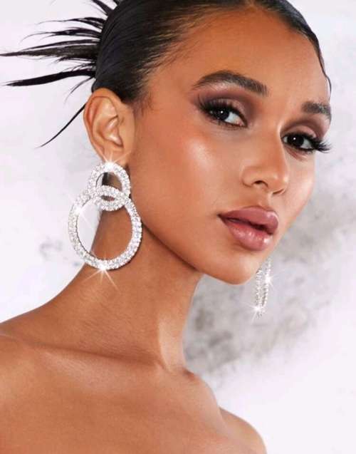 Bedazzled Rhinestone Hoop Fashion Earrings (1 Pair)