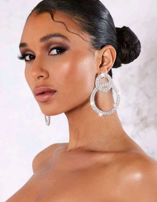 Bedazzled Rhinestone Hoop Fashion Earrings (1 Pair)