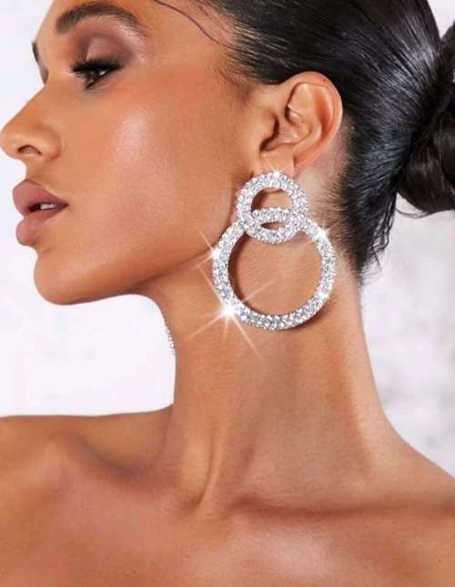 Bedazzled Rhinestone Hoop Fashion Earrings (1 Pair)