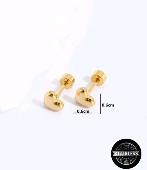 Stud Heart Earrings - Stainless Steel