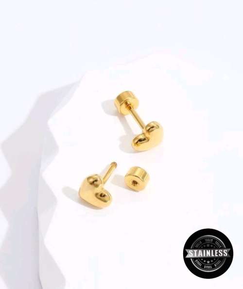 Stud Heart Earrings - Stainless Steel