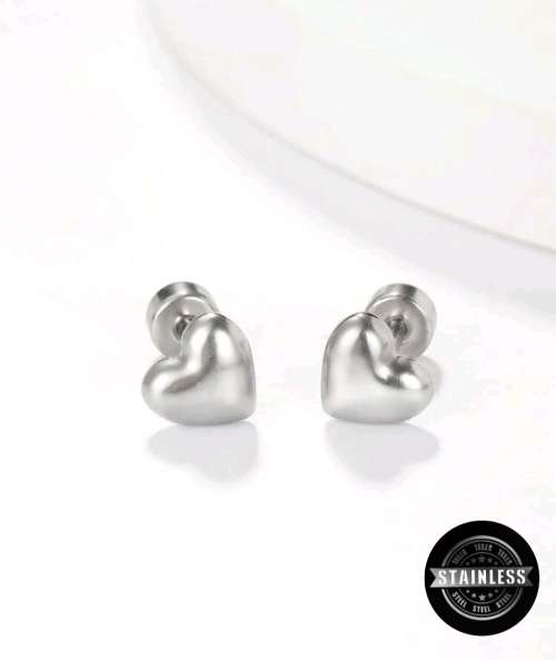 Stud Heart Earrings - Stainless Steel