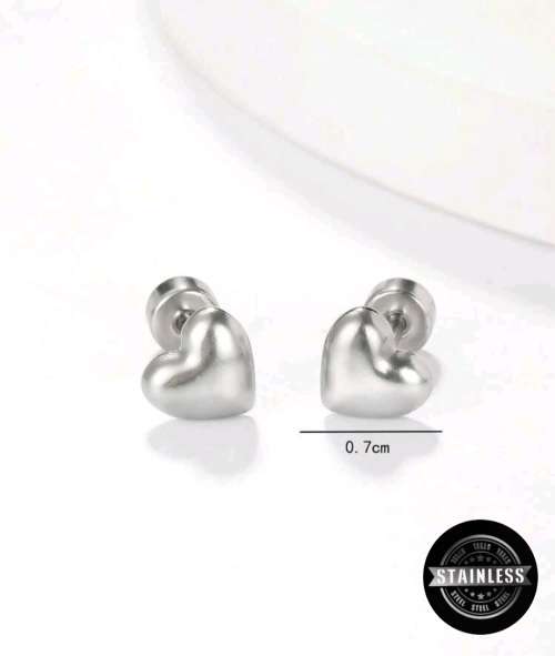 Stud Heart Earrings - Stainless Steel
