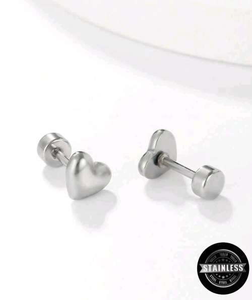Stud Heart Earrings - Stainless Steel