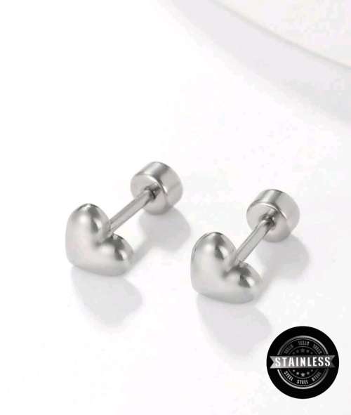 Stud Heart Earrings - Stainless Steel
