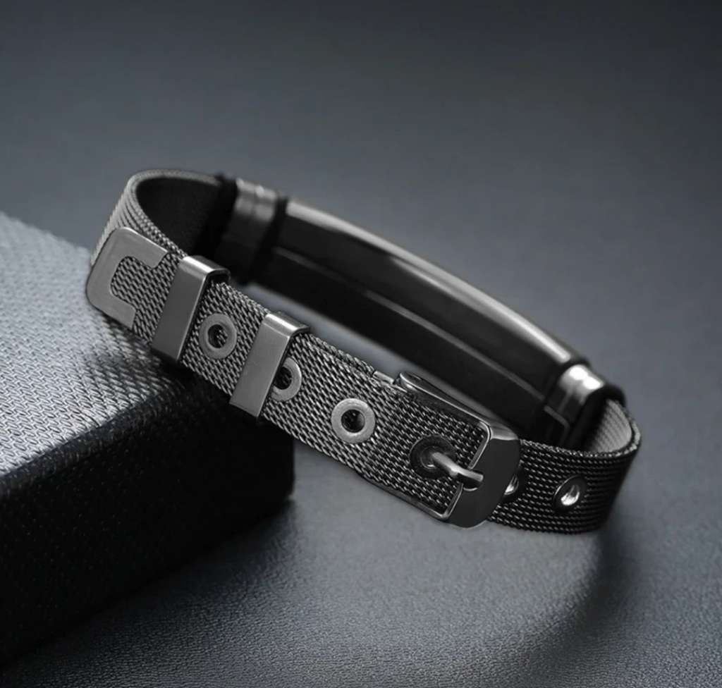 Black Medic Alert Bracelet - Stainless Steel (