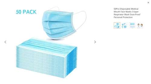 DISPOSABLE MOUTH FACE MASKS 3-PLY (50'S) CAN DELIVER UNDER LOCKDOWN (IN STOCK NOW)