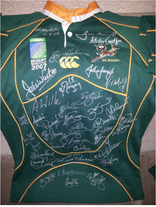 Rugby world Cup 2007 Jersey signed by squad and Nelson Mandela