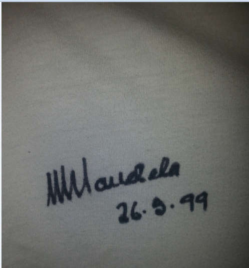 DARYLL CULLINAN MATCH WORN CRICKET JERSEY SIGNED BY NELSON MANDELA WITH COA