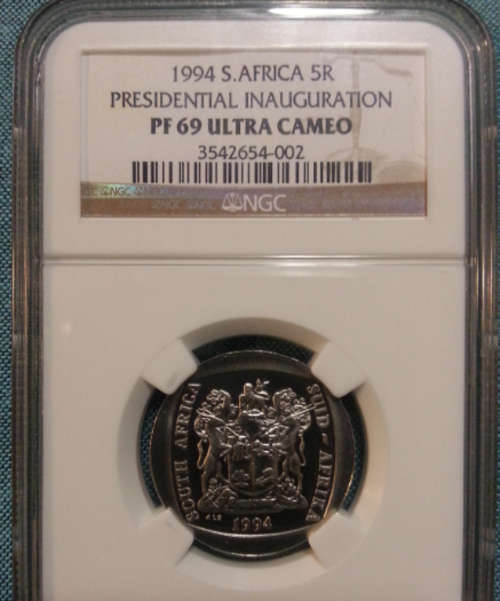 2004 Presidential Inauguration Mandela R5 coin - PF 69