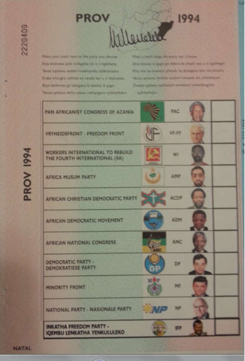 NELSON MANDELA SIGNED BALLOT PAPER WITH COA