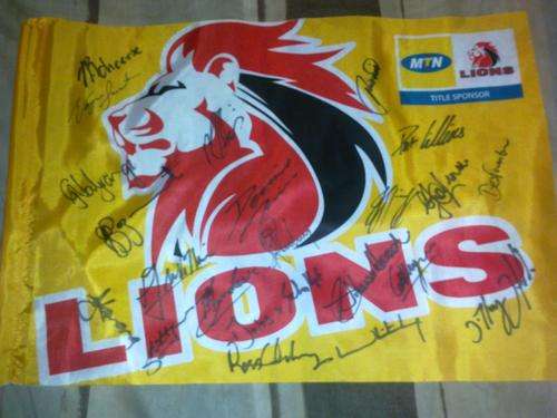 Golden Lions Signed Flag