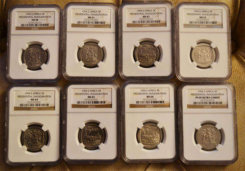 ***WOW NGC 1994 MANDELA INAUGURATION COLLECTION: AU58 + MS61-MS66 + PF69 ULTRA CAMEO***