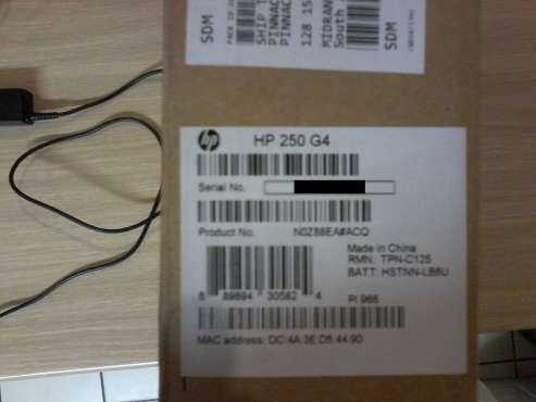 HP 250 G4 Notebook Intel Core i3 5005U 2.0Ghz 500GB HDD 4GB RAM