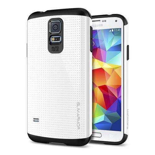 Samsung Galaxy S5 - Slim Armor Case - White ***Includes Free Screen Protector***